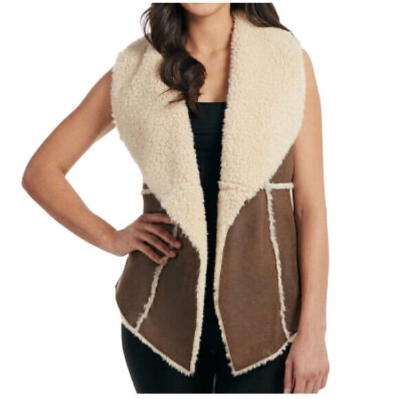 Cripple Creek Jacket Women M Brown Faux Fur Penny Lane Vest Western Cozy Retro - Picture 1 of 12